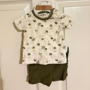 Organic Cotton Rabbit Bear Palm Tree Baby Outfit 0-3m